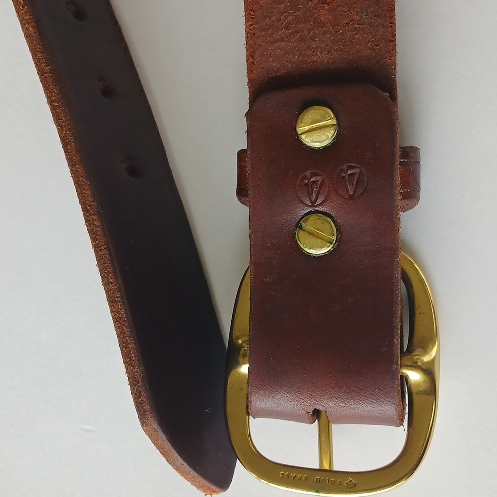 Holster Belt By ROB LEAHY Oiled Leather With Solid Brass Fittings Size 44 - Picture 4 of 6